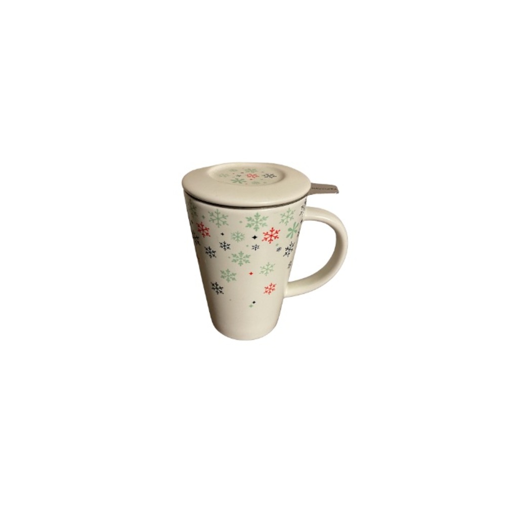 David’s Tea Snowflake Mug with Strainer and Lid